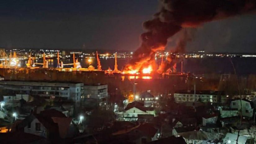 Ukraine claims destruction of major Russian navy vessel in Crimea