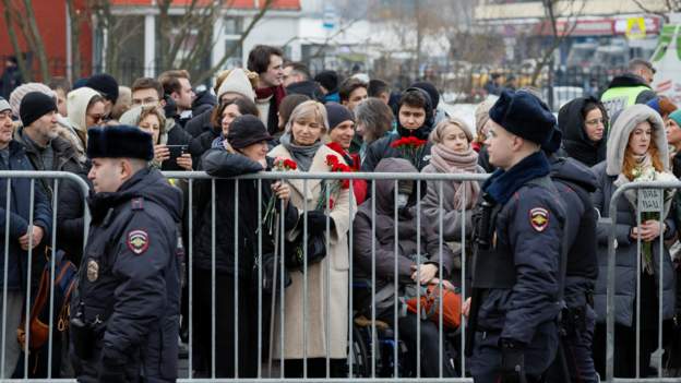 People gather for Alexei Navalny's funeral